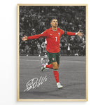 Ladda upp bild till gallerivisning, Cristiano Ronaldo goal celebration in Portugal red jersey framed plakat