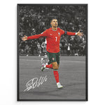 Ladda upp bild till gallerivisning, Cristiano Ronaldo goal celebration in Portugal red jersey framed plakat
