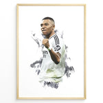 Ladda upp bild till gallerivisning, Kylian Mbappé artistic celebration in white football jersey framed plakat