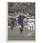 Ladda upp bild till gallerivisning, Kylian Mbappé celebrating goal in France blue jersey framed plakat