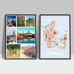 Ladda upp bild till gallerivisning, 2x Land & By Plakater - Oplev Danmark og udforsk landets unikke seværdigheder -Tivoli, Nyhavn, Frederiksborg Slot, Møns Klint, Legoland, Christiansborg Slot, Dyrehaven, Vikingeskibsmuseet | Danmark Plakater | Seværdigheder | Udforsk Charmerende Poster Land | By
