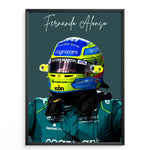 Ladda upp bild till gallerivisning, Fernando Alonso F1 Plakat | Eksklusivt Racerdesign | Formel 1 Baner | Dynamisk Motorsport Kunst | Plakaty.dk