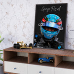Ladda upp bild till gallerivisning, George Russell F1-affisch | Unik design på över 20 internationella banor!