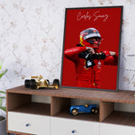 Ladda upp bild till gallerivisning, Carlos Sainz F1-affisch | Unik design på över 20 internationella banor
