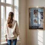 Ladda upp bild till gallerivisning, Plakat med camper | Sommer og Strand Plakater | Denne plakat viser en blå og hvid camper med et skilt hvor der står &quot;GONE SURFING&quot;. Perfekt til surfere og eventyrlige sjæle.
