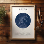 Ladda upp bild till gallerivisning, Løve Stjernetegn Plakat | Blå
