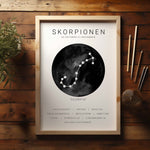 Ladda upp bild till gallerivisning, Skorpion Stjernetegn Plakat | Sort Stjernetegn plakat |❤️ Find alle 12 flotte stjernebillede | Plakaty.dk
