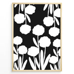 Ladda upp bild till gallerivisning, Blossom Noir Plakat | Matisse Poster | Stiliserede hvide blomster på mørk baggrund
