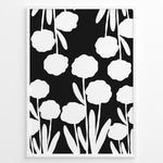 Ladda upp bild till gallerivisning, Blossom Noir Plakat | Matisse Poster | Stiliserede hvide blomster på mørk baggrund
