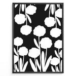 Ladda upp bild till gallerivisning, Blossom Noir Plakat | Matisse Poster | Stiliserede hvide blomster på mørk baggrund
