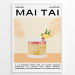 Ladda upp bild till gallerivisning, Minimalist Mai Tai cocktail recipe poster with a tropical drink illustration, showing rum, lime, and pineapple garnish, framed in black, ideal for kitchen or bar wall décor.
