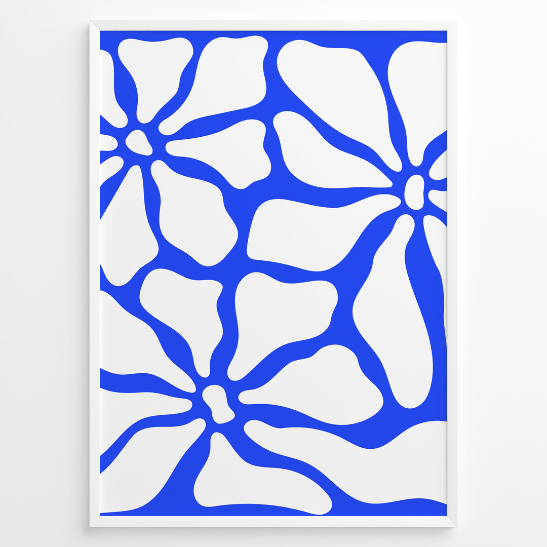 Azure Bloom Plakat | Matisse Poster | Organisk mønster med flydende blå former på hvid baggrund