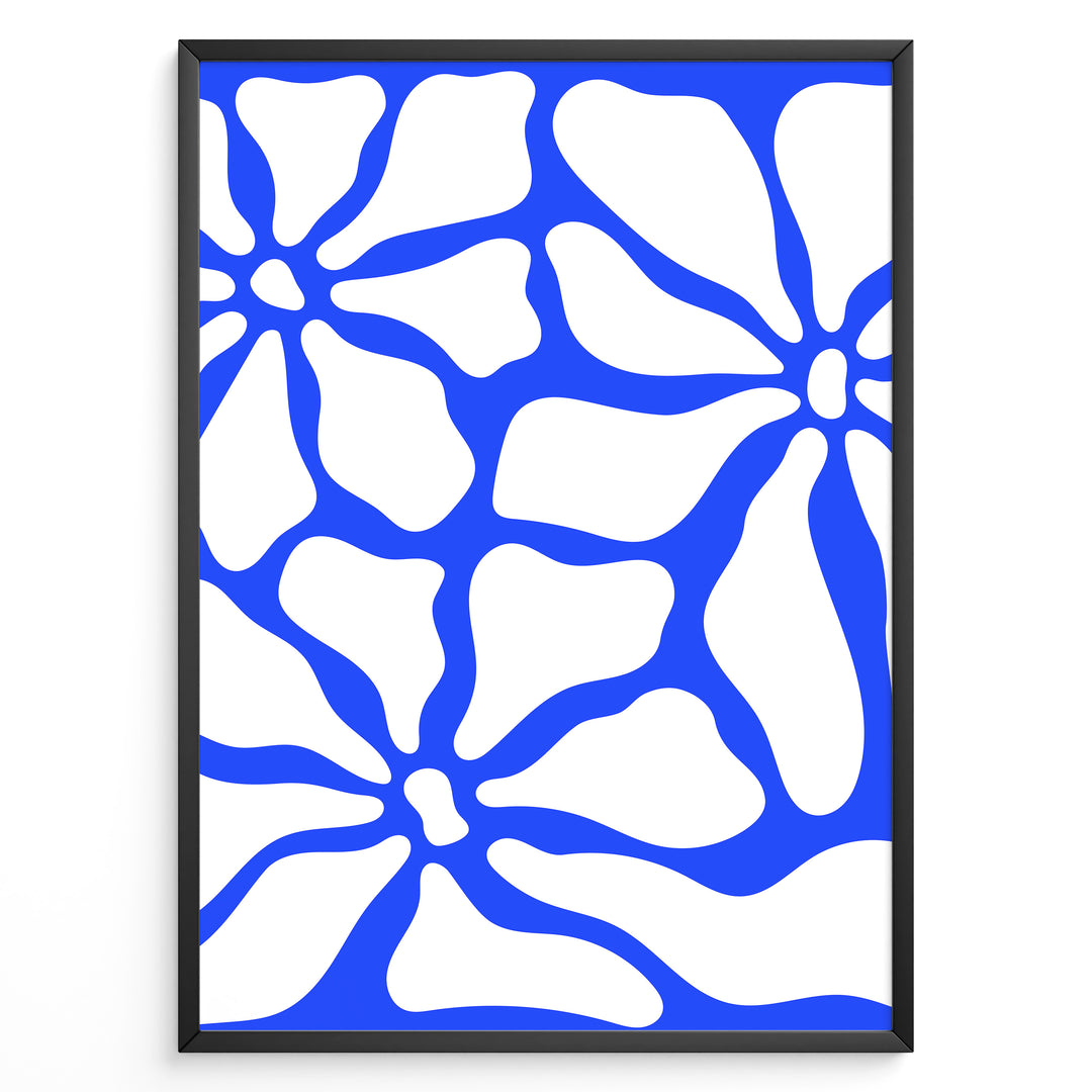 Azure Bloom Plakat | Matisse Poster | Organisk mønster med flydende blå former på hvid baggrund