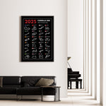 Ladda upp bild till gallerivisning, F1 Plakat | F1 Kalender Plakater 2025 | Formel 1 Race Tracking Map | Perfekt til Den Ægte Fan | Plakaty.dk
