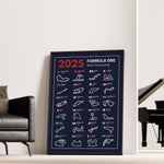 Ladda upp bild till gallerivisning, F1 Plakat | F1 Kalender Plakater 2025 | Formel 1 Race Tracking Map | Perfekt til Den Ægte Fan | Plakaty.dk
