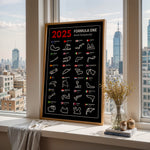Ladda upp bild till gallerivisning, F1 Plakat | F1 Kalender Plakater 2025 | Formel 1 Race Tracking Map | Perfekt til Den Ægte Fan | Plakaty.dk
