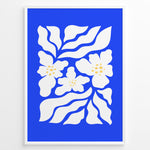 Ladda upp bild till gallerivisning, Azure Petals Plakat | Matisse Poster | Blomsterillustration i hvid på blå baggrund
