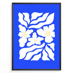Ladda upp bild till gallerivisning, Azure Petals Plakat | Matisse Poster | Blomsterillustration i hvid på blå baggrund
