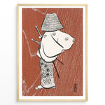 Ladda upp bild till gallerivisning, Woodblock-style illustration of a Japanese samurai in traditional clothing on a textured background in a framed poster.
