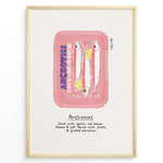Ladda upp bild till gallerivisning, Retro anchovies tin illustration plakat with handwritten cooking notes—vintage-inspired kitchen wall art print.

