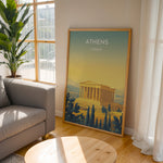 Ladda upp bild till gallerivisning, Athens Vintage Travel Plakat | Vintage Travel Poster | Denne plakat viser Parthenon i Athen, Grækenland, i gyldne nuancer med en gradient baggrund fra teal til gul. Perfekt til rejse- og historiefans.
