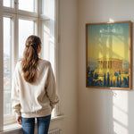 Ladda upp bild till gallerivisning, Athens Vintage Travel Plakat | Vintage Travel Poster | Denne plakat viser Parthenon i Athen, Grækenland, i gyldne nuancer med en gradient baggrund fra teal til gul. Perfekt til rejse- og historiefans.
