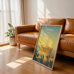 Ladda upp bild till gallerivisning, Athens Vintage Travel Plakat | Vintage Travel Poster | Denne plakat viser Parthenon i Athen, Grækenland, i gyldne nuancer med en gradient baggrund fra teal til gul. Perfekt til rejse- og historiefans.
