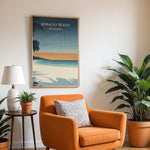 Ladda upp bild till gallerivisning, Boracay Beach Vintage Travel Plakat | Vintage Travel Poster | Denne plakat viser Boracay Beach med hvidt sand, roligt blåt vand og en gradienthimmel. Silhuetter af palmer i forgrunden. Perfekt til dem, der elsker tropiske strande.
