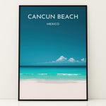 Ladda upp bild till gallerivisning, Cancun Beach Vintage Travel Plakat | Vintage Travel Poster | Denne plakat viser Cancun Beach med hvidt sand, turkisblåt vand og en klar blå himmel. Perfekt til tropiske feriestemninger.
