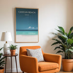 Ladda upp bild till gallerivisning, Cancun Beach Vintage Travel Plakat | Vintage Travel Poster | Denne plakat viser Cancun Beach med hvidt sand, turkisblåt vand og en klar blå himmel. Perfekt til tropiske feriestemninger.
