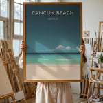 Ladda upp bild till gallerivisning, Cancun Beach Vintage Travel Plakat | Vintage Travel Poster | Denne plakat viser Cancun Beach med hvidt sand, turkisblåt vand og en klar blå himmel. Perfekt til tropiske feriestemninger.
