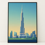 Ladda upp bild till gallerivisning, Burj Khalifa Vintage Travel Plakat | Vintage Travel Poster | Denne plakat viser det ikoniske Burj Khalifa i Dubai, UAE, med en gradient himmel og moderne bygninger omkring.
