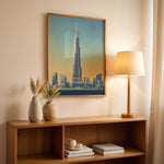 Ladda upp bild till gallerivisning, Burj Khalifa Vintage Travel Plakat | Vintage Travel Poster | Denne plakat viser det ikoniske Burj Khalifa i Dubai, UAE, med en gradient himmel og moderne bygninger omkring.
