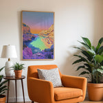 Ladda upp bild till gallerivisning, Ibiza Vintage Travel Plakat | Vintage Travel Poster | Denne plakat viser en malerisk strand på Ibiza med turkisfarvet vand og en farverig himmel. Perfekt til rejse- og strandelskere.
