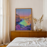 Ladda upp bild till gallerivisning, Ibiza Vintage Travel Plakat | Vintage Travel Poster | Denne plakat viser en malerisk strand på Ibiza med turkisfarvet vand og en farverig himmel. Perfekt til rejse- og strandelskere.
