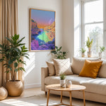 Ladda upp bild till gallerivisning, Ibiza Vintage Travel Plakat | Vintage Travel Poster | Denne plakat viser en malerisk strand på Ibiza med turkisfarvet vand og en farverig himmel. Perfekt til rejse- og strandelskere.

