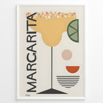 Ladda upp bild till gallerivisning, Modern geometric art print of a margarita cocktail glass with lime slice and salt rim — minimalist bar and kitchen wall décor.
