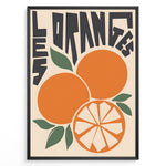 Ladda upp bild till gallerivisning, Retro French-style poster with bold lettering and illustrated oranges, including a sliced orange and green leaves.
