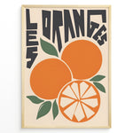 Ladda upp bild till gallerivisning, Retro French-style poster with bold lettering and illustrated oranges, including a sliced orange and green leaves.
