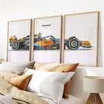 Ladda upp bild till gallerivisning, McLaren Formel 1 Plakater | Sæt af 3 | Lando Norris MCL60 | Dynamisk Racerbil Kunst | Plakaty.dk

