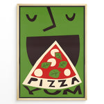Ladda upp bild till gallerivisning, Modern graphic poster showing a stylized pizza slice against a green background.
