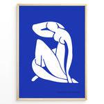 Ladda upp bild till gallerivisning, Abstract Poise Plakat | Matisse Poster | Stiliseret hvid figur på blå baggrund
