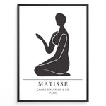 Ladda upp bild till gallerivisning, Seated Form Plakat | Matisse Poster | Minimalistisk sort silhuet af siddende figur med løftet arm
