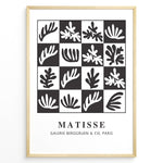 Ladda upp bild till gallerivisning, Graphic Foliage Plakat | Matisse Poster | Abstrakt bladmotiv i sort-hvid gitterdesign
