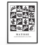 Ladda upp bild till gallerivisning, Graphic Foliage Plakat | Matisse Poster | Abstrakt bladmotiv i sort-hvid gitterdesign
