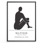 Ladda upp bild till gallerivisning, Seated Silhouette Plakat | Matisse Poster | Minimalistisk sort figur på hvid baggrund
