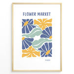 Ladda upp bild till gallerivisning, Paris Bloom Plakat | Flower Market Poster | Blå blomster med gule centre og grønne blade
