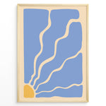Ladda upp bild till gallerivisning, Solar Flow Plakat | Matisse Poster | Abstrakte blå former med solstråleelement i gult
