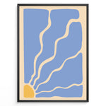 Ladda upp bild till gallerivisning, Solar Flow Plakat | Matisse Poster | Abstrakte blå former med solstråleelement i gult
