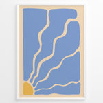 Ladda upp bild till gallerivisning, Solar Flow Plakat | Matisse Poster | Abstrakte blå former med solstråleelement i gult
